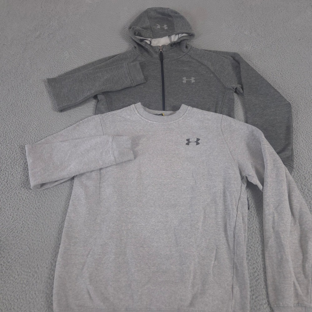 LOT OF 2‎ Under Armour Hoodie Sweater Mens M Gray Tech Terry Unstoppable Fleece
